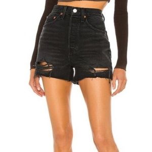 NWOT RE/DONE Originals 50s Cut Off Shorts in Destroyed Shadow Black. Size 28.